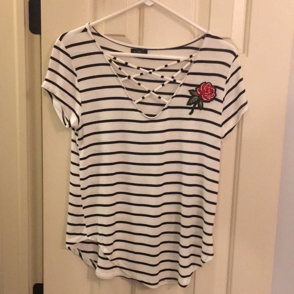 Stripe and rose shirt